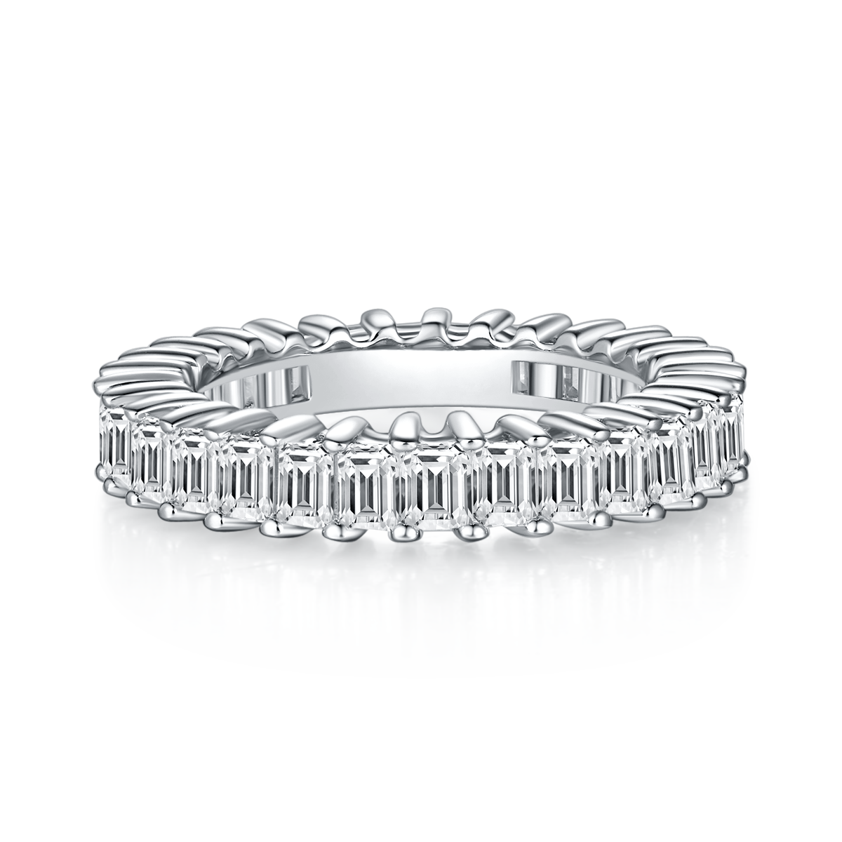 Rectangular Full Body Ring S925 Silver Plated Platinum Moissanite Women's Ring 4.6 Carat D-Class